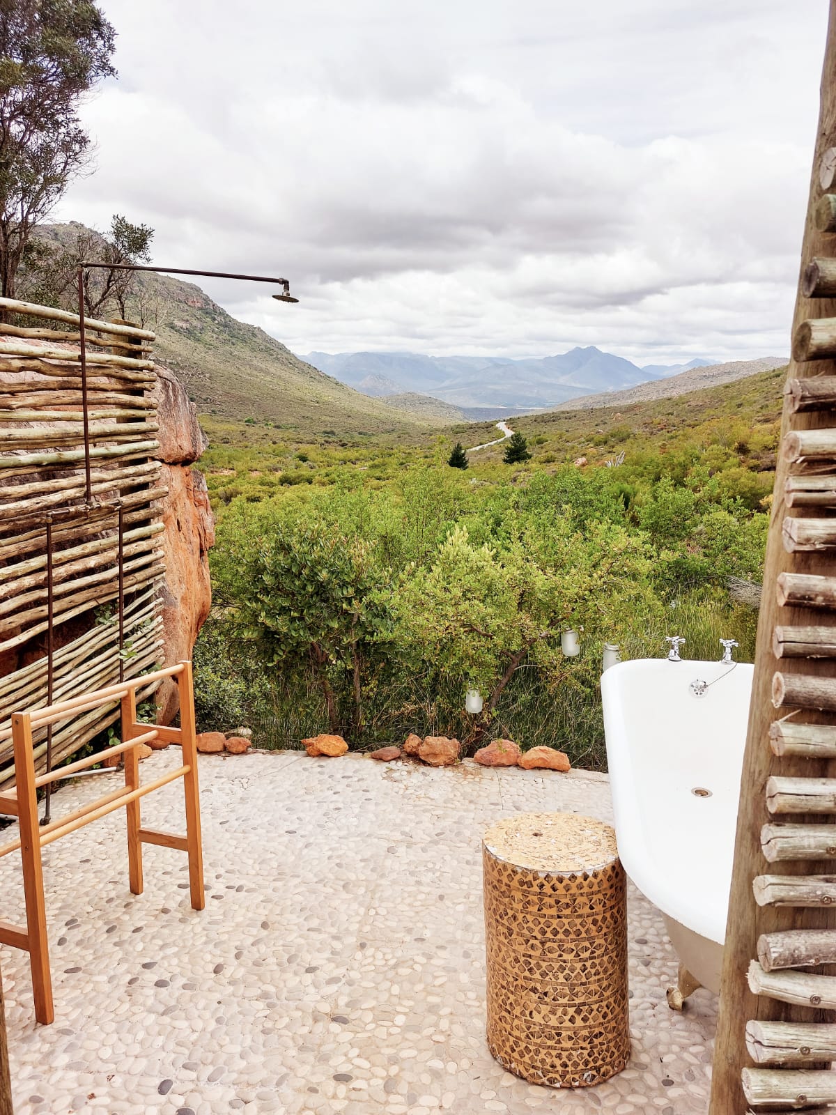 Open-air shower with sweeping views