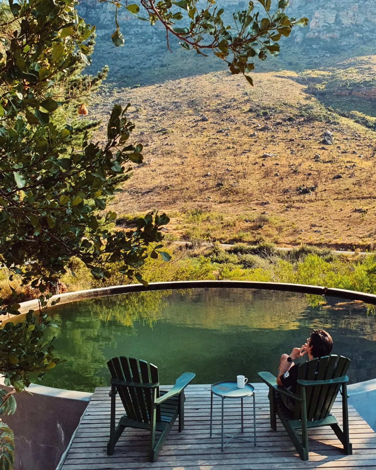 Plunge pool deck overlooking the mountains